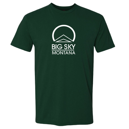 Big Sky Montana White Ink -- Short Sleeve Forest Green