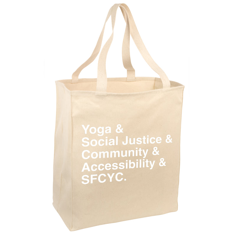 SFCYC White Logo Over The Shoulder Grocery Tote- Natural