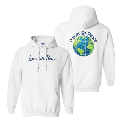 Live For Peace Heavy Cotton Hoodie - White
