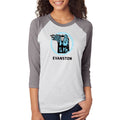 Evanston Seal Baseball 3/4 Sleeve T-Shirt - Heather White / Premium Heather