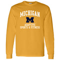 Arch Logo Adapted Athletics University of Michigan Basic Cotton Long Sleeve T Shirt - Gold