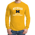 Arch Logo Adapted Athletics University of Michigan Basic Cotton Long Sleeve T Shirt - Gold