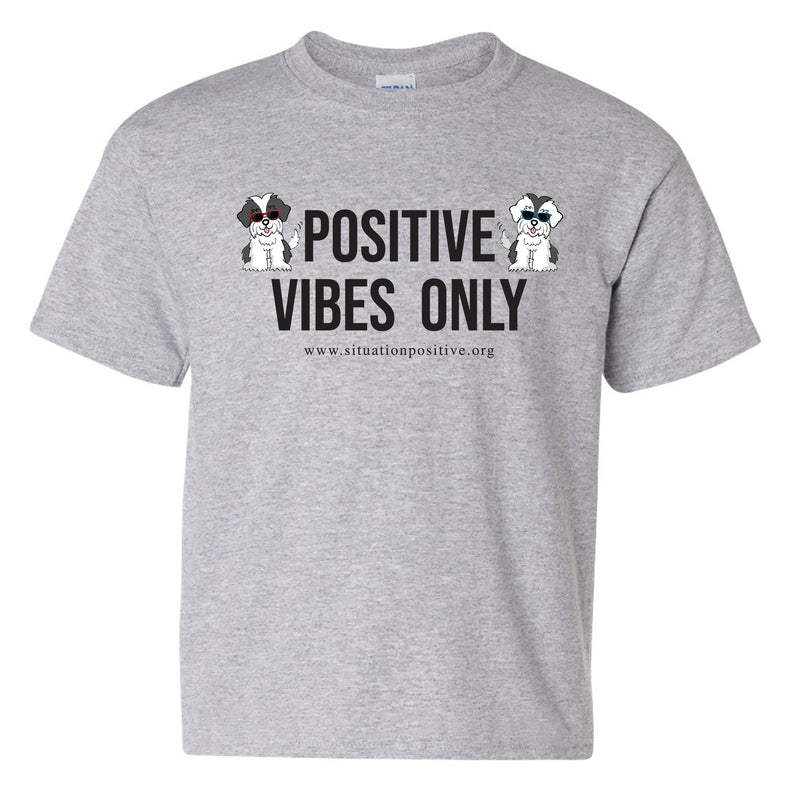 Positive Vibes Only Duo Youth T-Shirt - Sport Grey