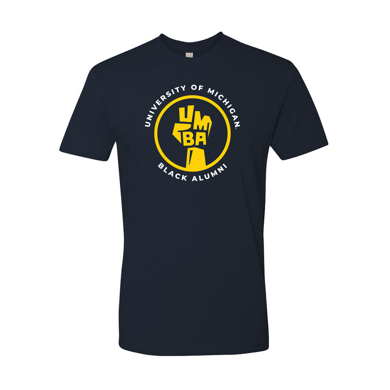 UMBA Maize Fist White Text Fitted T-Shirt - Midnight Navy