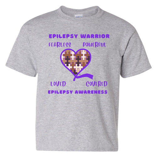 Fourth Quarter Epilepsy Warrior Youth T-shirt Sport Grey