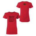 Rootead High John and Libations Ladies T-Shirt- Red