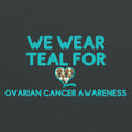 Fourth Quarter Faith We Wear Teal Ovarian Cancer Awareness Pullover Hooded Sweatshirt- Dark Heather