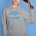 Fourth Quarter Faith We Wear Light Blue Prostate Cancer Awareness Pullover Hooded Sweatshirt- Sport Grey