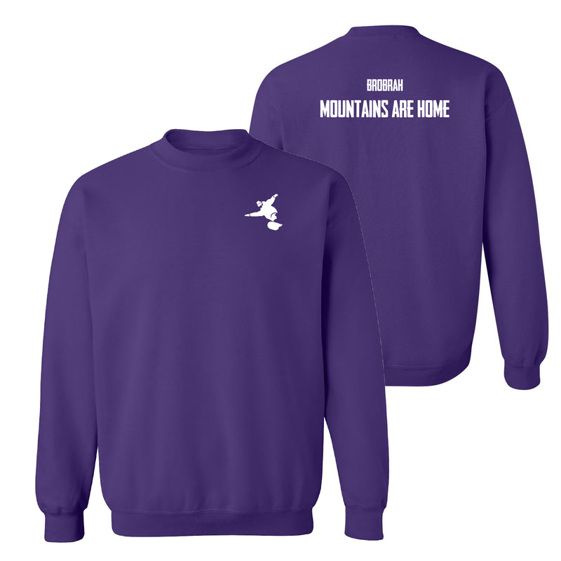 Brobrah Boarder Mountains are Home Crewneck Sweatshirt- Purple