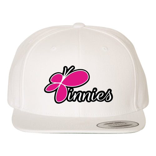 Pinnies Flatbill Hat Logo - White