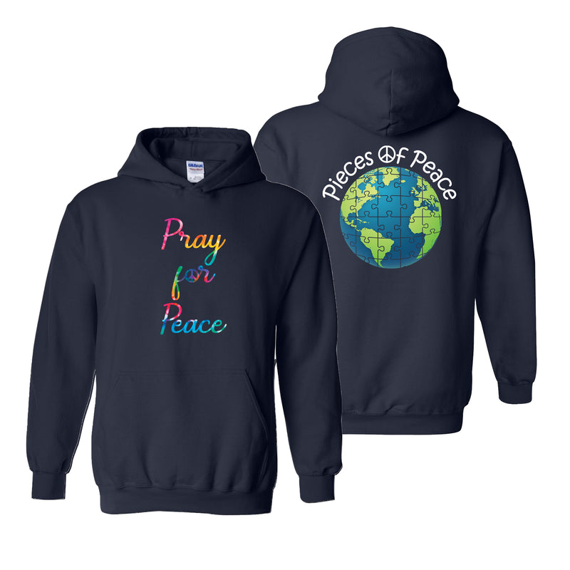 Pray For Peace Tie Dye Heavy Cotton Hoodie - Navy