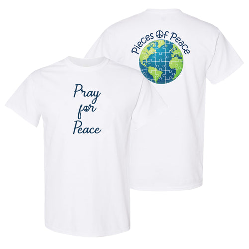Pray For Peace Script Unisex T-shirt - White